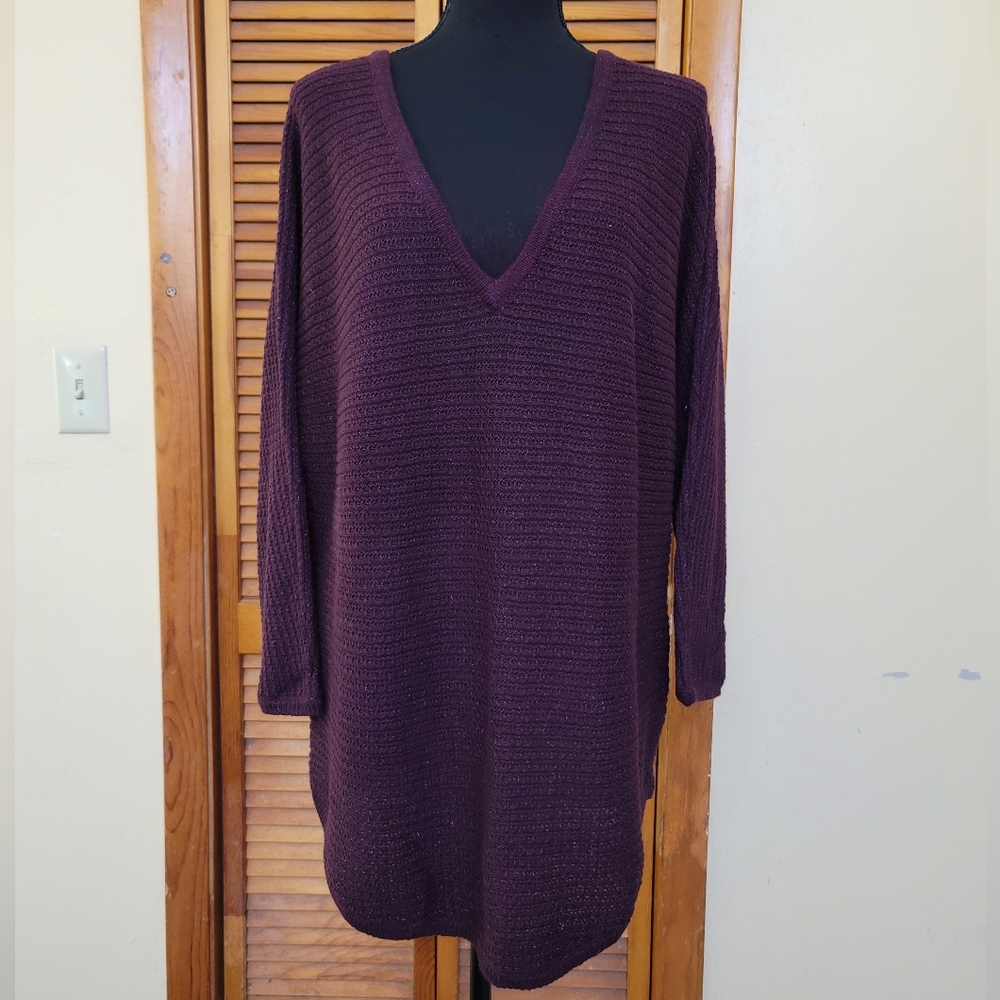 NWOT Women's Purple V Neck Knit Sweater Size XL (NY&CO)